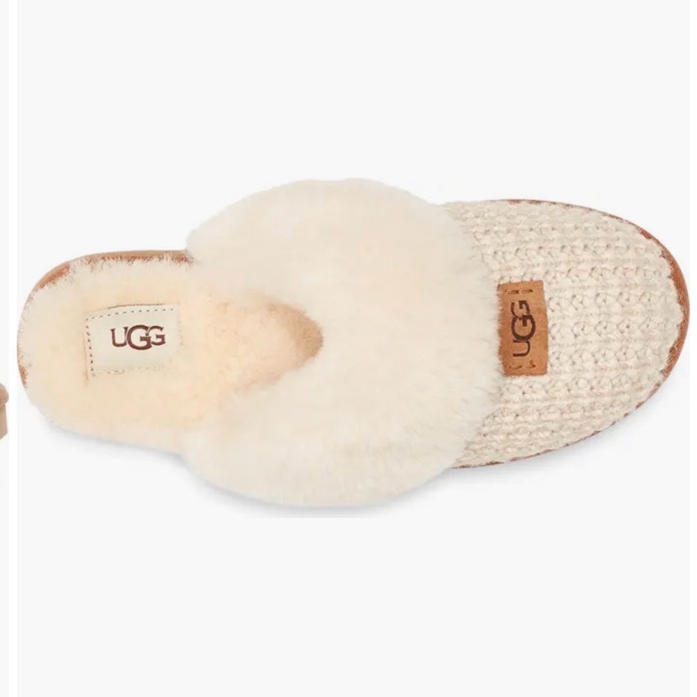 UGG Cream and Tan Shearling Slippers - Picture 2 of 3